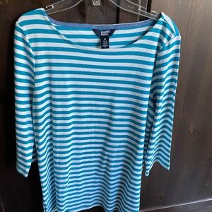 Land's End 100% Cotton  Striped Shirt  -Size M